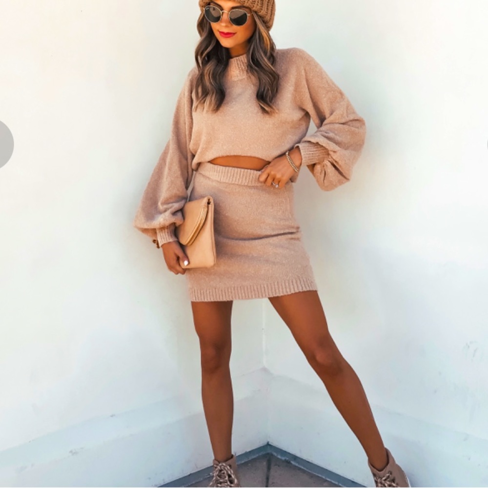 Cozy Cabin Knit Mini Skirt and sweater SET